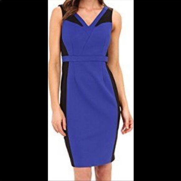 Adrianna Papell Blue-Black Colorblock Dress 4P - Picture 1 of 6